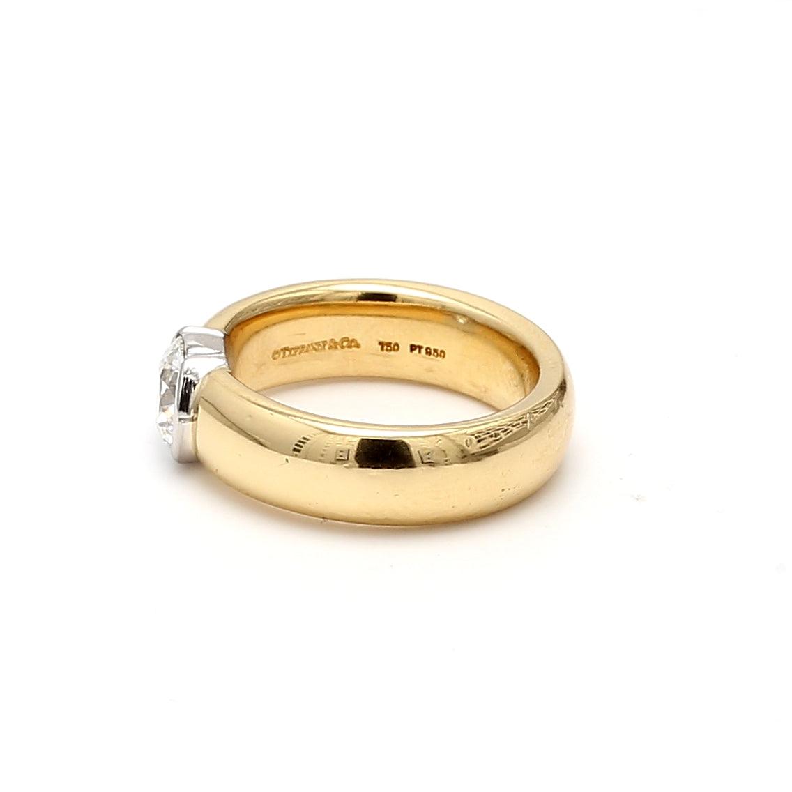 Tiffany & Co 1.01 Carat Round G VS1 Diamond 18K Yellow Gold Engagement Ring