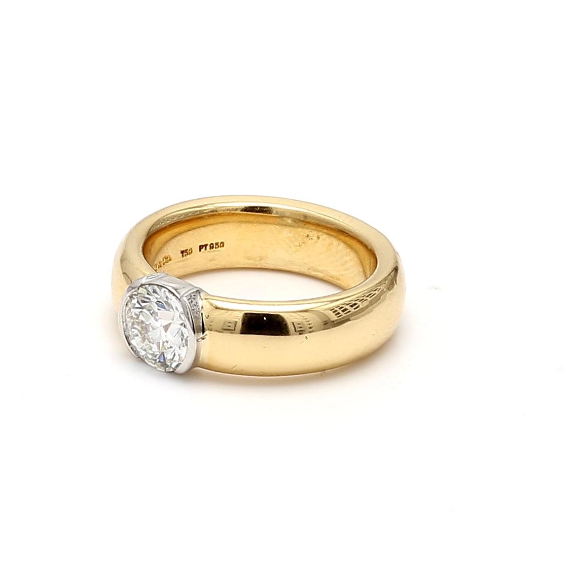 Tiffany & Co 1.01 Carat Round G VS1 Diamond 18K Yellow Gold Engagement Ring