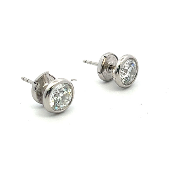 Tiffany & Co 2.05 Carat Round Brilliant G VS1 Diamond Platinum Earrings
