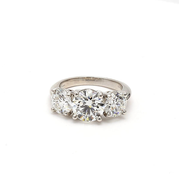 Tiffany & Co 4.57 Carat Round Brilliant Diamond Platinum Three-Stone Ring