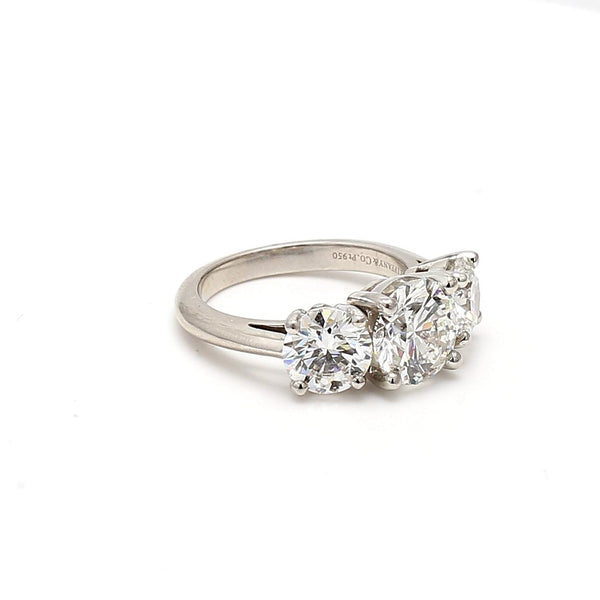 Tiffany & Co 4.57 Carat Round Brilliant Diamond Platinum Three-Stone Ring