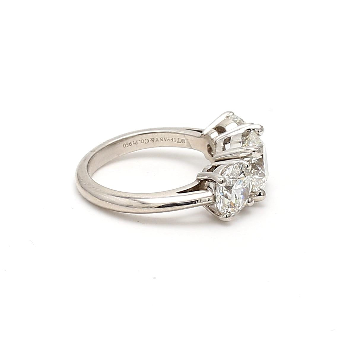 Tiffany & Co 4.57 Carat Round Brilliant Diamond Platinum Three-Stone Ring