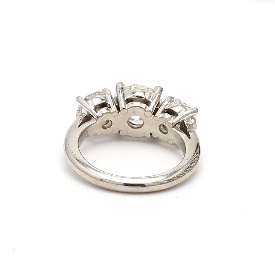 Tiffany & Co 4.57 Carat Round Brilliant Diamond Platinum Three-Stone Ring