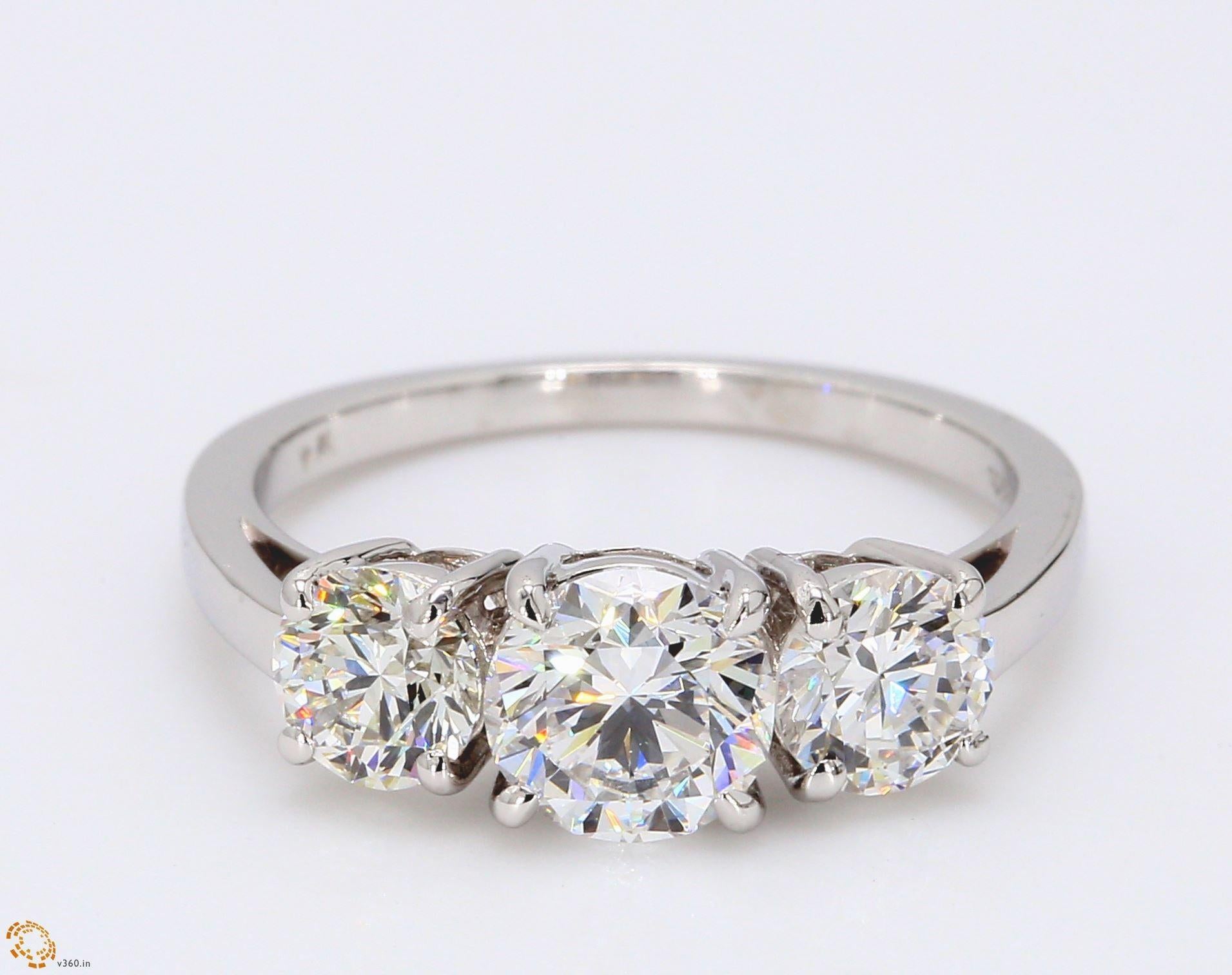 Tiffany and Co 2.02 Carat Round Brilliant Diamond Platinum Three-Stone Ring