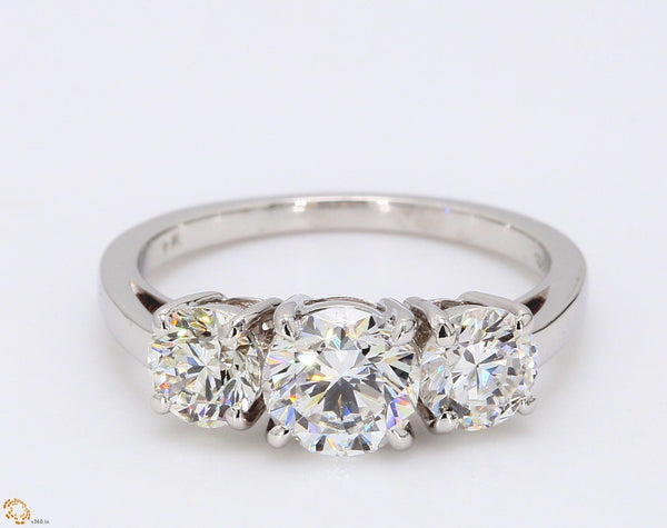 Tiffany and Co 2.02 Carat Round Brilliant Diamond Platinum Three-Stone Ring