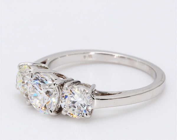 Tiffany and Co 2.02 Carat Round Brilliant Diamond Platinum Three-Stone Ring