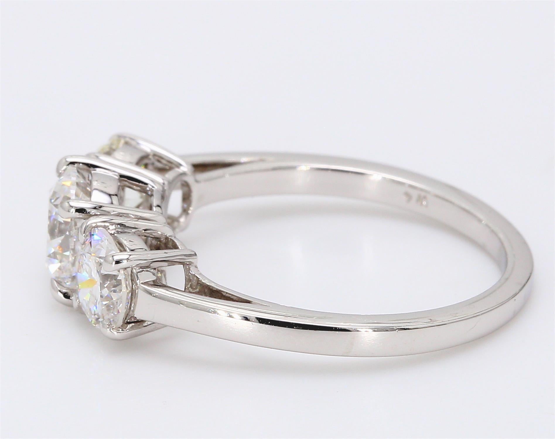 Tiffany and Co 2.02 Carat Round Brilliant Diamond Platinum Three-Stone Ring