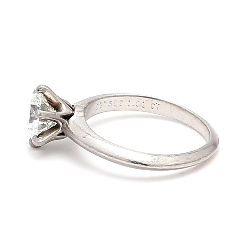 Tiffany and Co 1.04 Carat E-VS1 Diamond Platinum Engagement Ring