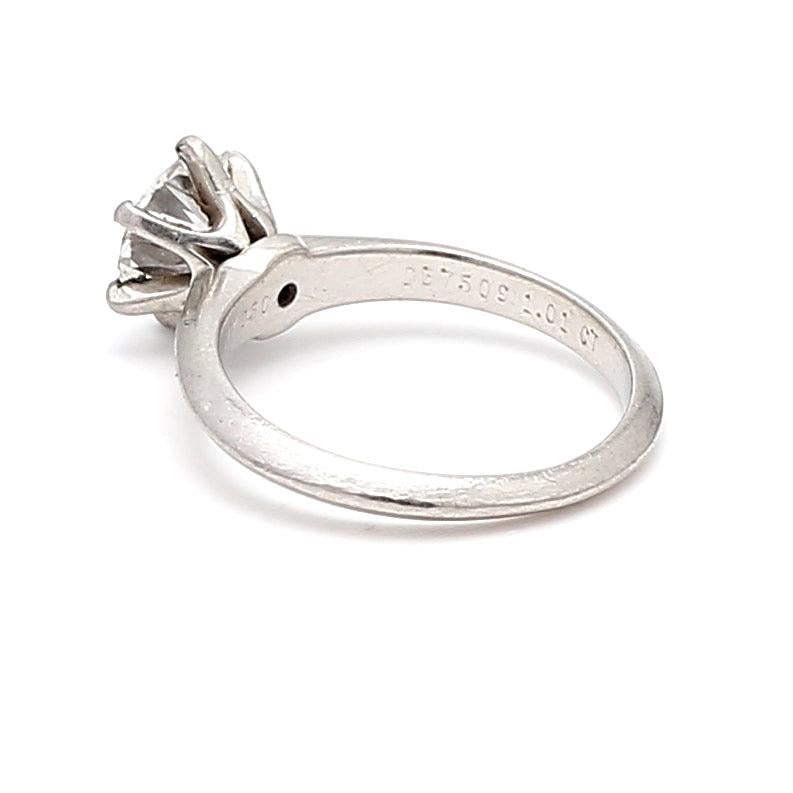 Tiffany and Co 1.04 Carat E-VS1 Diamond Platinum Engagement Ring