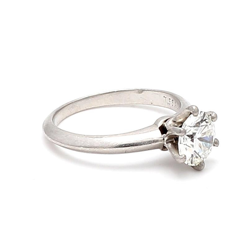 Tiffany and Co 1.04 Carat E-VS1 Diamond Platinum Engagement Ring