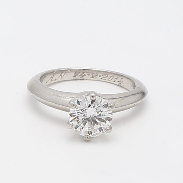 Tiffany and Co 1.04 Carat Round Brilliant Diamond Platinum Engagement Ring
