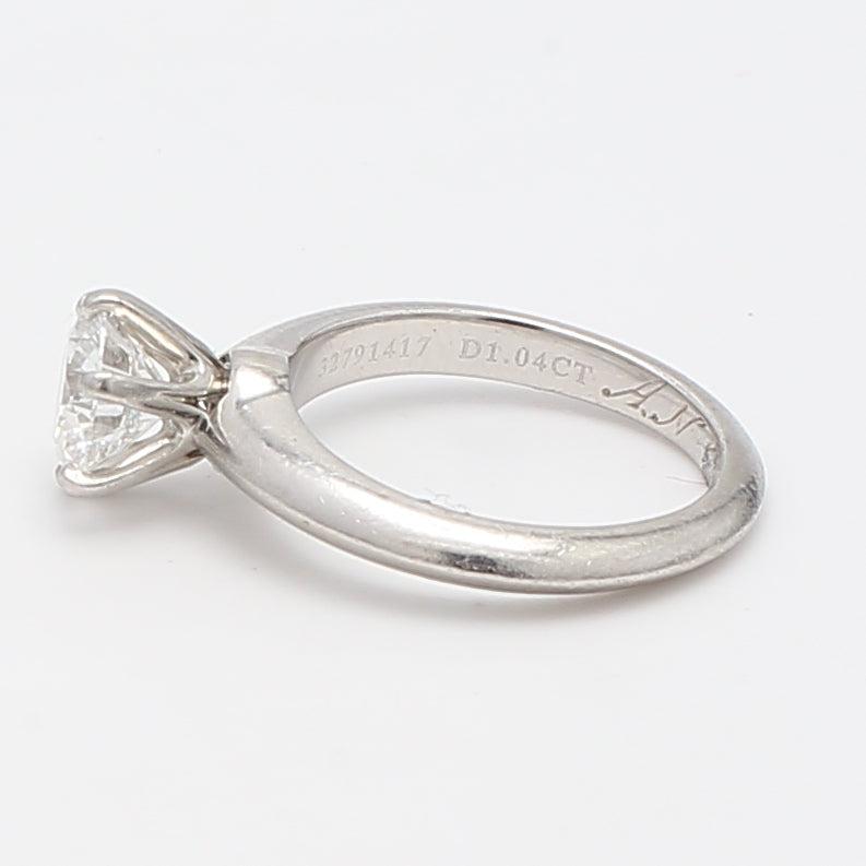 Tiffany and Co 1.04 Carat Round Brilliant Diamond Platinum Engagement Ring