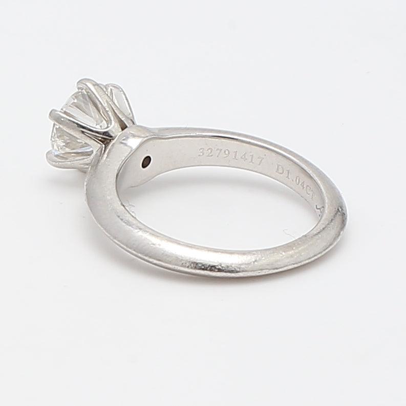 Tiffany and Co 1.04 Carat Round Brilliant Diamond Platinum Engagement Ring