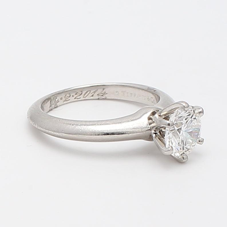 Tiffany and Co 1.04 Carat Round Brilliant Diamond Platinum Engagement Ring