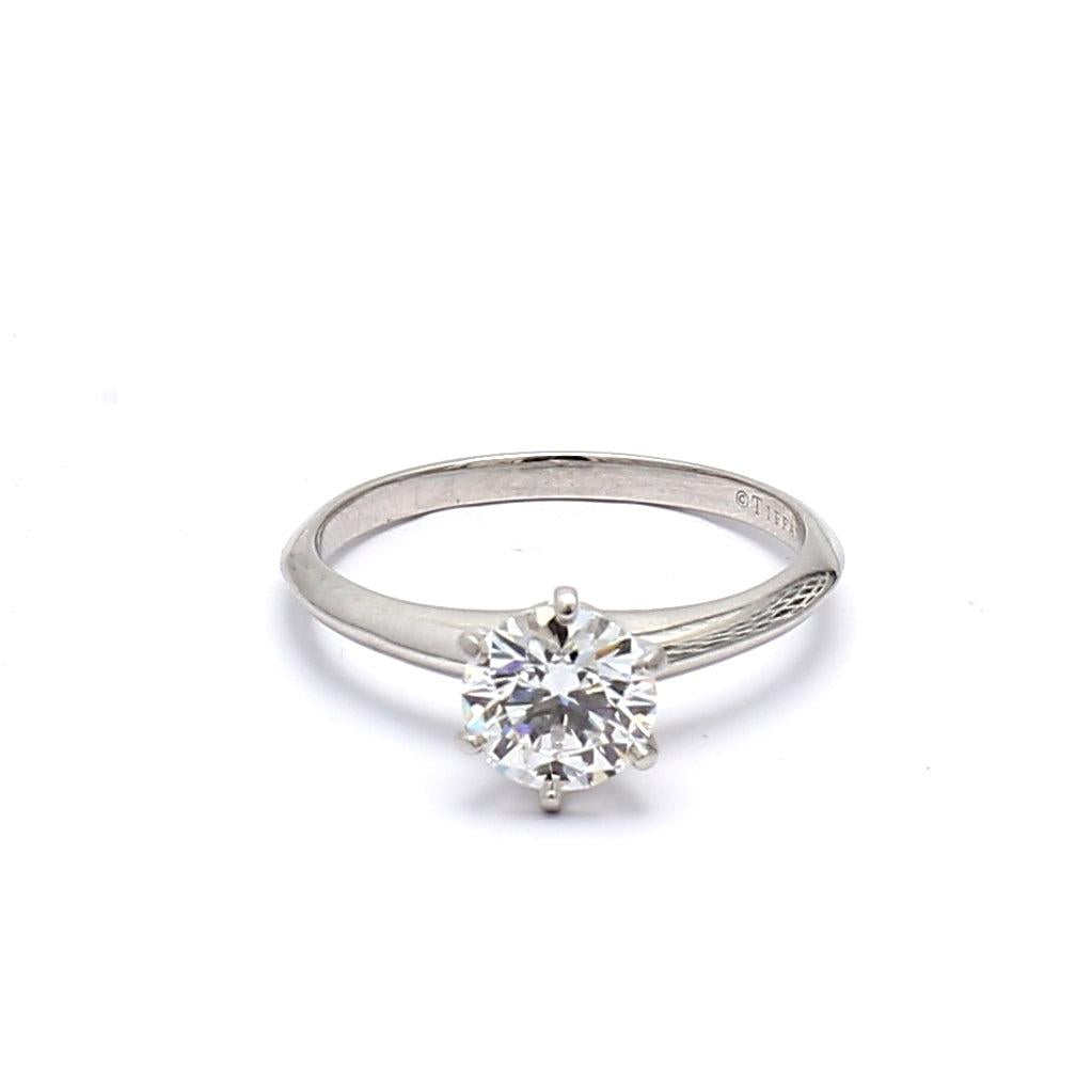 Tiffany and Co 1.12 Carat Round Brilliant E-VS1 Diamond Platinum Engagement Ring