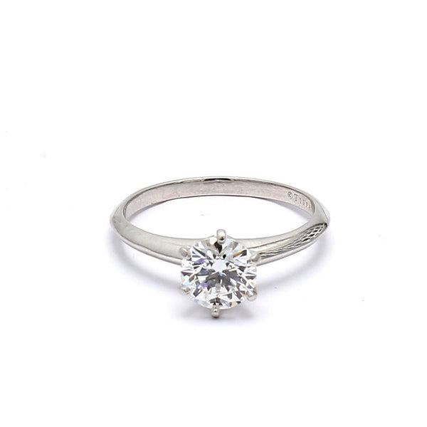 Tiffany and Co 1.12 Carat Round Brilliant E-VS1 Diamond Platinum Engagement Ring