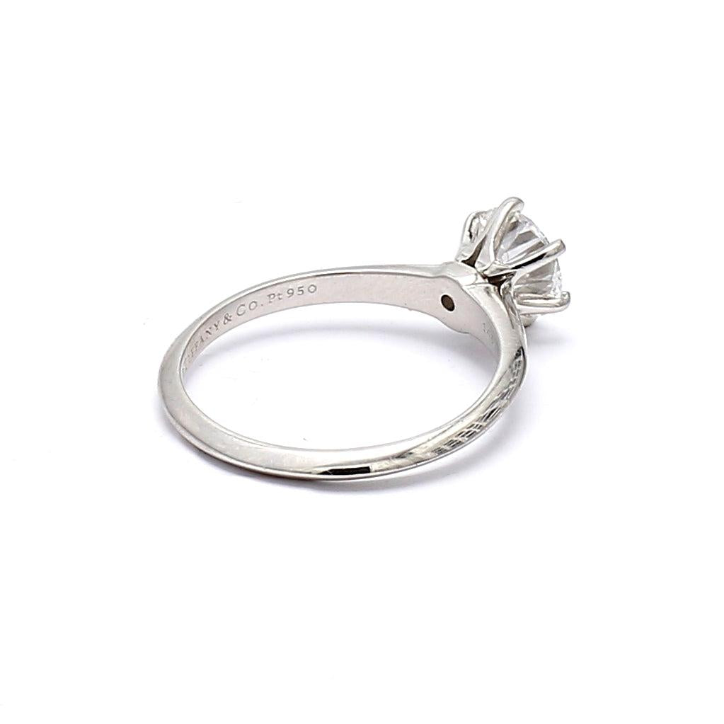 Tiffany and Co 1.12 Carat Round Brilliant E-VS1 Diamond Platinum Engagement Ring