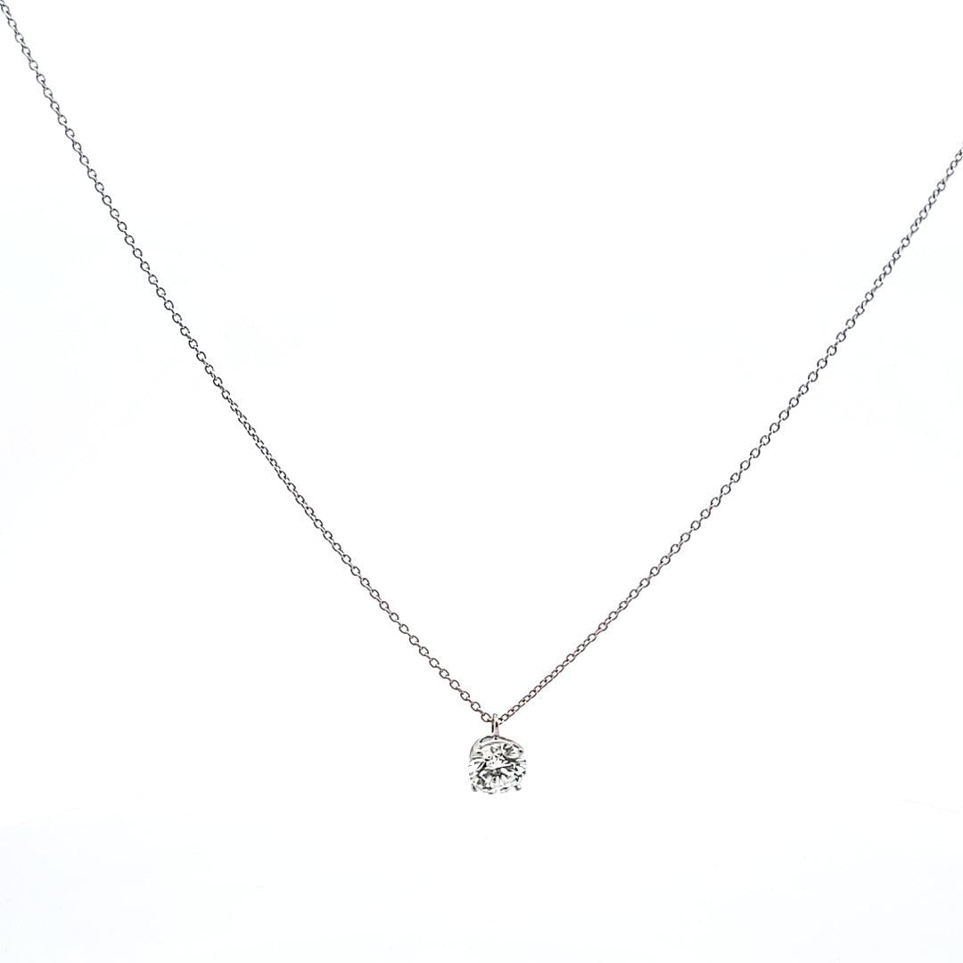 Tiffany and Co 1.12 Carat Round Brilliant Diamond Platinum Pendant Necklace
