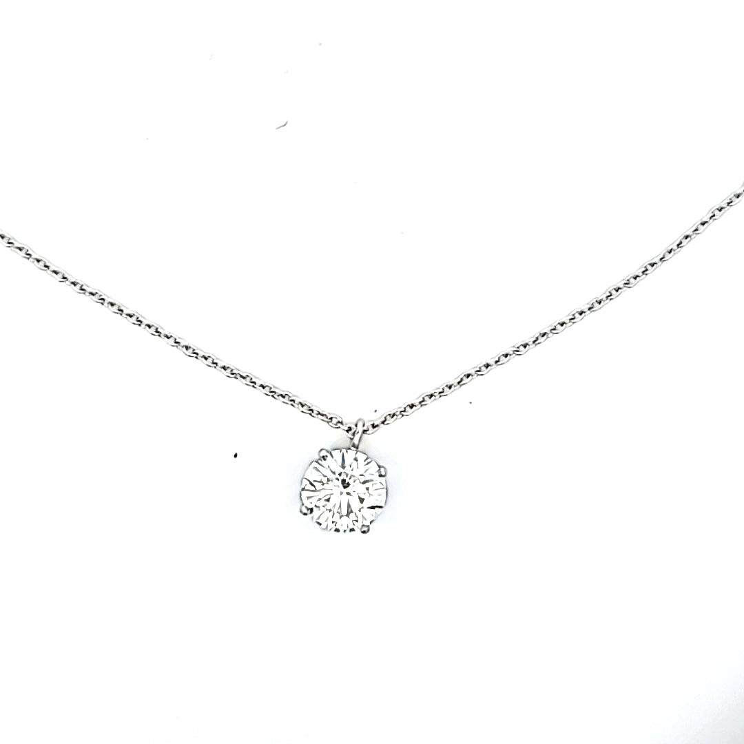 Tiffany and Co 1.12 Carat Round Brilliant Diamond Platinum Pendant Necklace