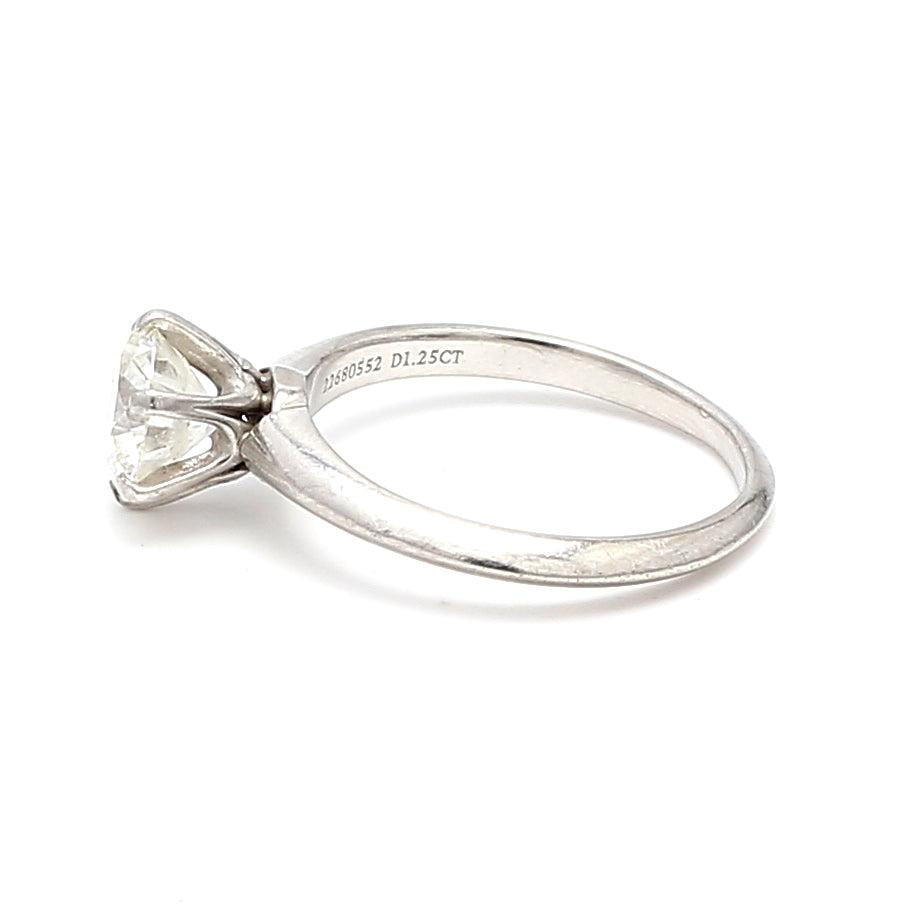 Tiffany and Co 1.25 Carat Round Brilliant H-VS1 Platinum Engagement Ring