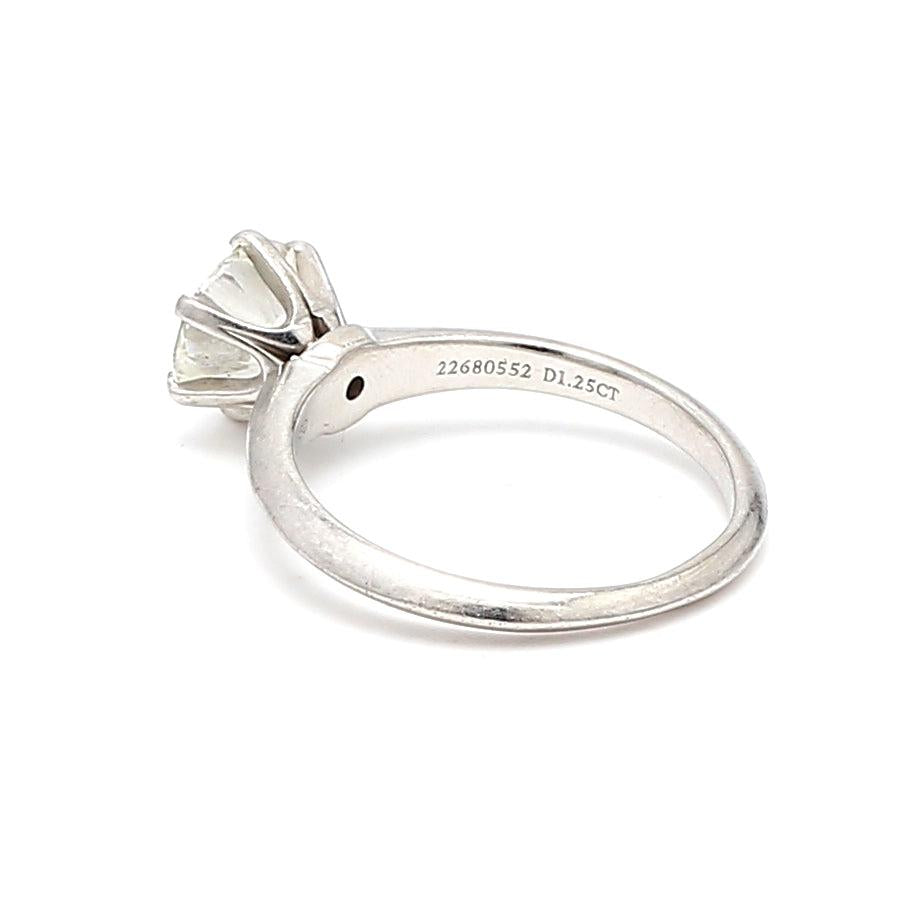 Tiffany and Co 1.25 Carat Round Brilliant H-VS1 Platinum Engagement Ring