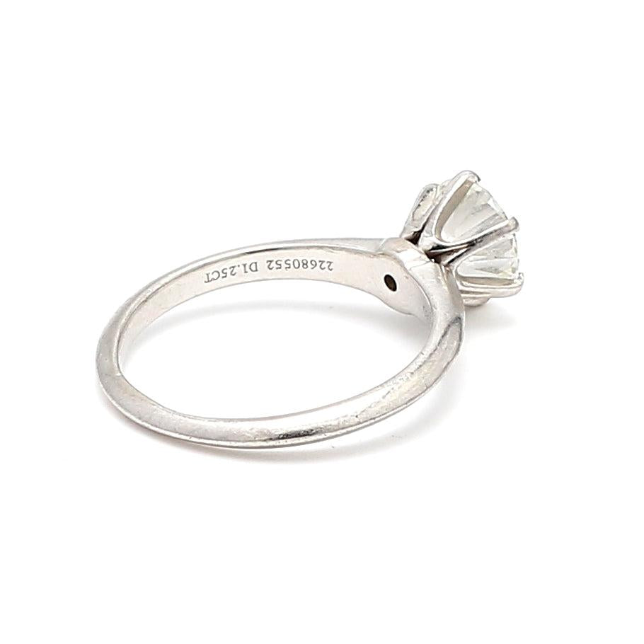 Tiffany and Co 1.25 Carat Round Brilliant H-VS1 Platinum Engagement Ring