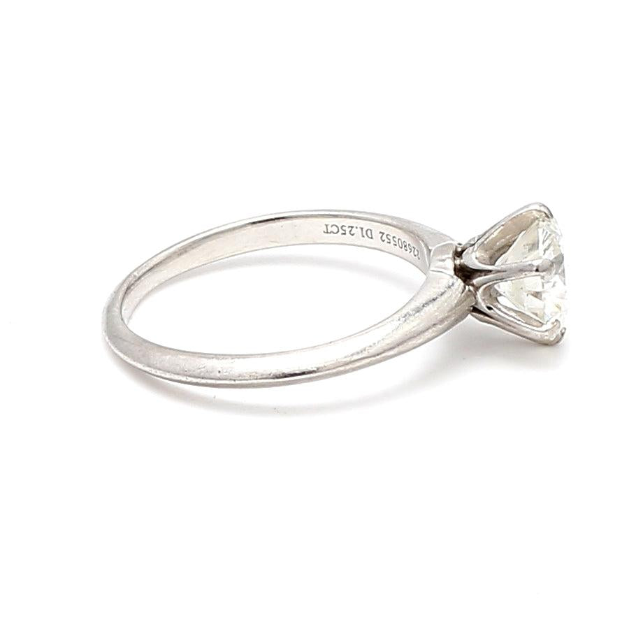 Tiffany and Co 1.25 Carat Round Brilliant H-VS1 Platinum Engagement Ring