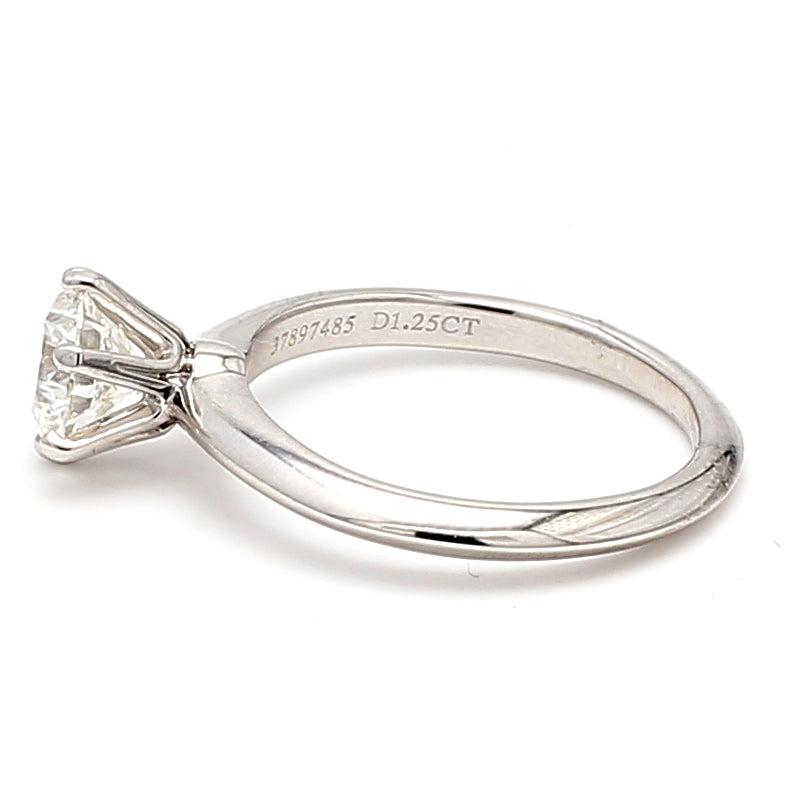 Tiffany and Co 1.25 Carat Round Brilliant Diamond Platinum Engagement Ring