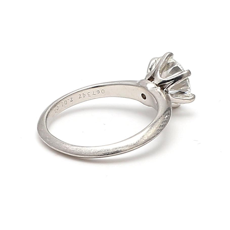 Tiffany and Co 2.01 Carat Round Brilliant Shape Diamond Platinum Engagement Ring