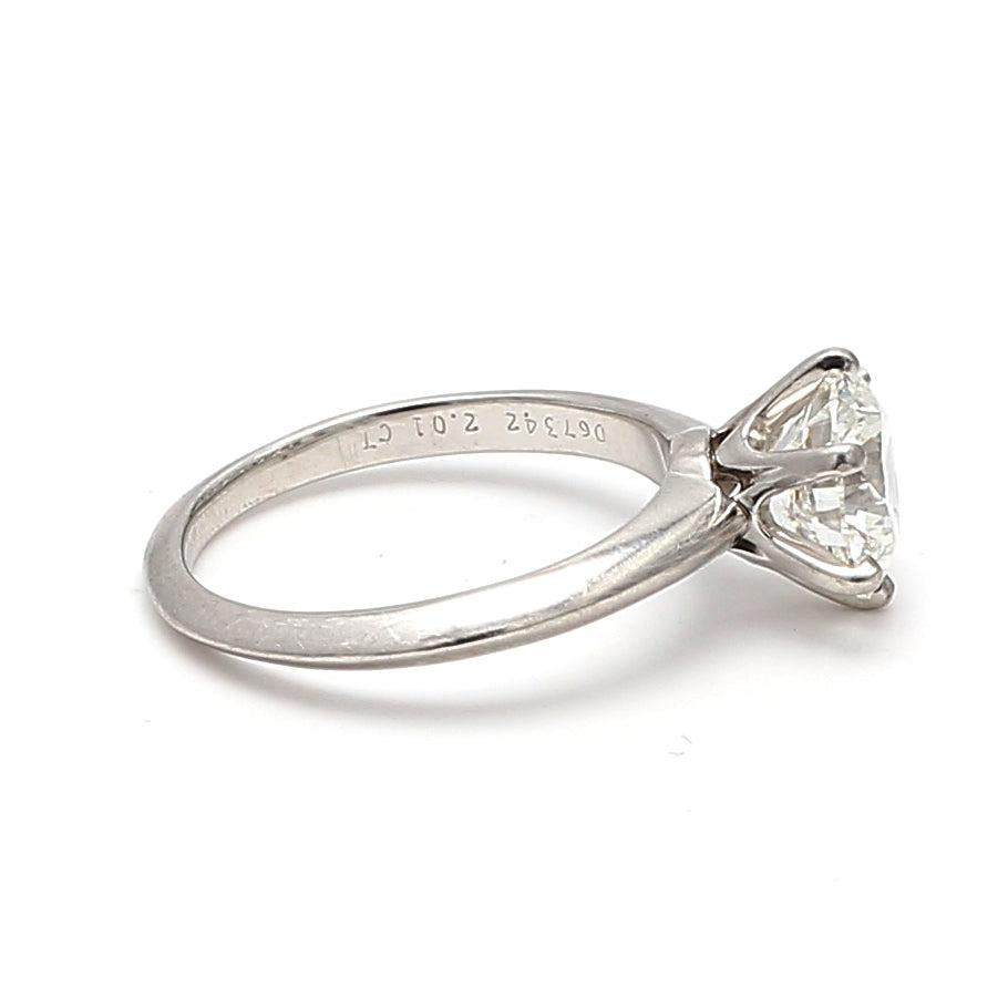 Tiffany and Co 2.01 Carat Round Brilliant Shape Diamond Platinum Engagement Ring