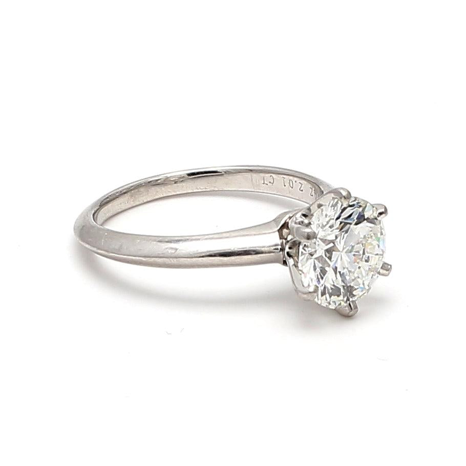 Tiffany and Co 2.01 Carat Round Brilliant Shape Diamond Platinum Engagement Ring