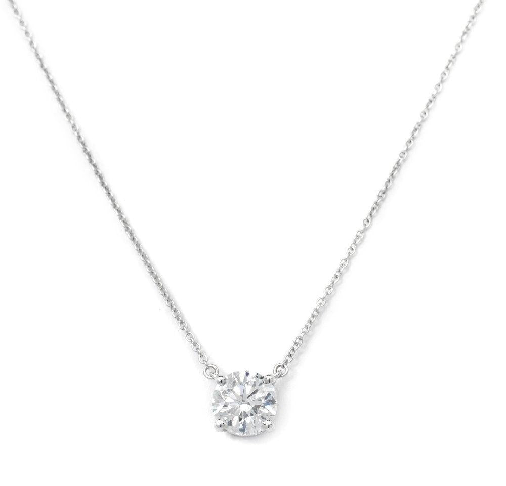 Tiffany and Co 2.08 Carat Round Brilliant Shape H-VS1 Diamond Platinum Pendant