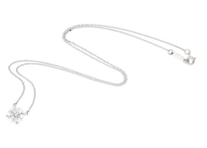 Tiffany and Co 2.08 Carat Round Brilliant Shape H-VS1 Diamond Platinum Pendant