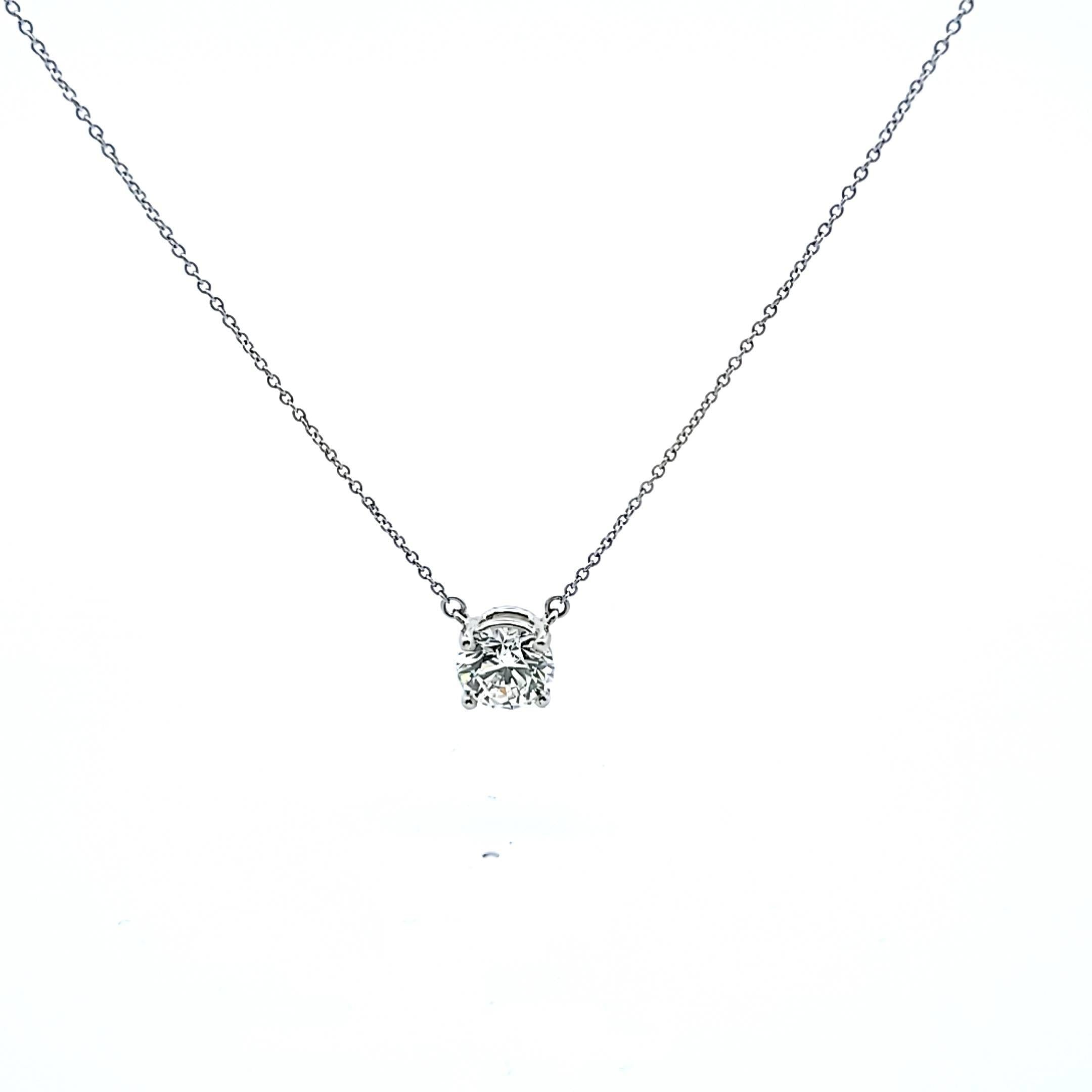 Tiffany and Co 2.08 Carat Round Brilliant Shape H-VS1 Diamond Platinum Pendant