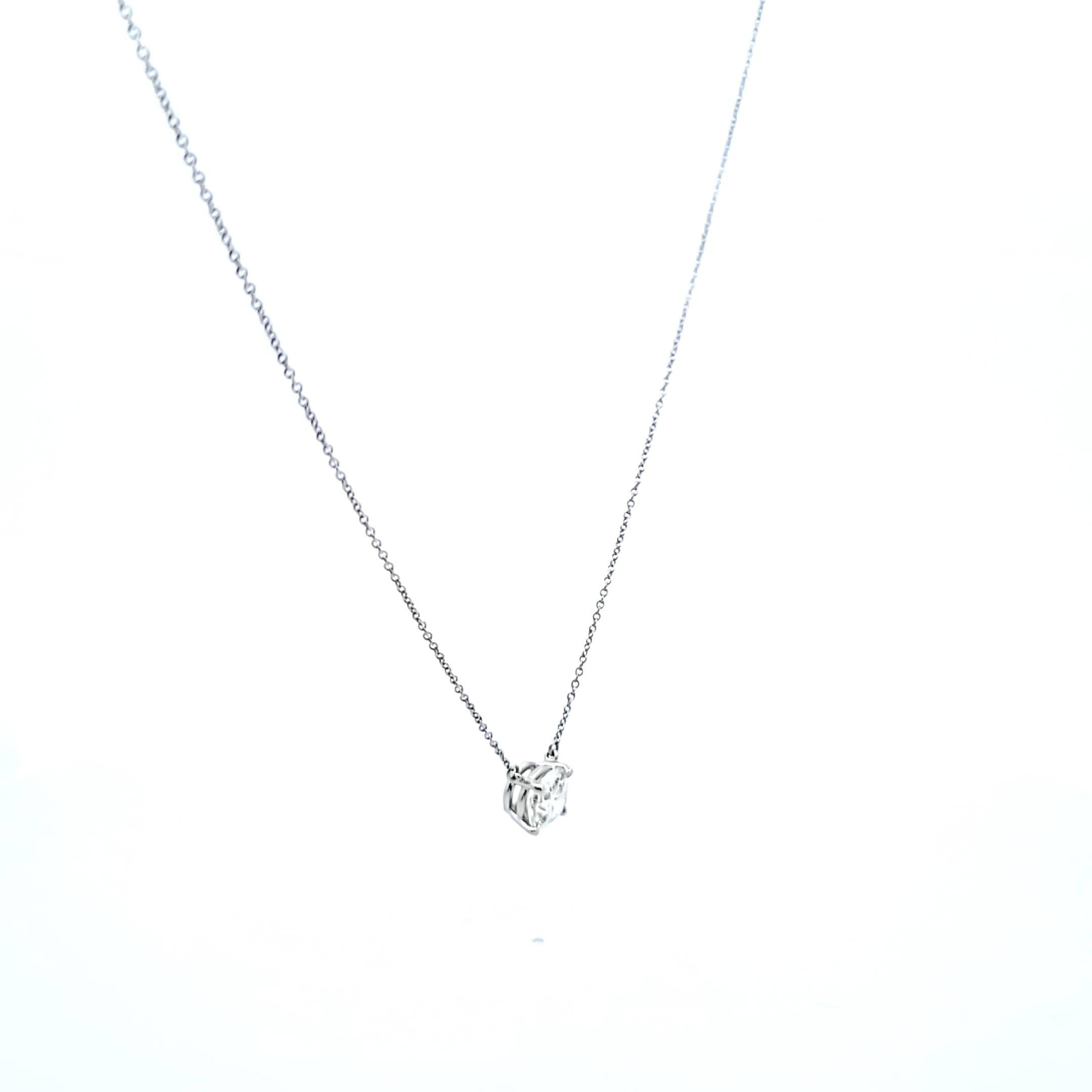 Tiffany and Co 2.08 Carat Round Brilliant Shape H-VS1 Diamond Platinum Pendant