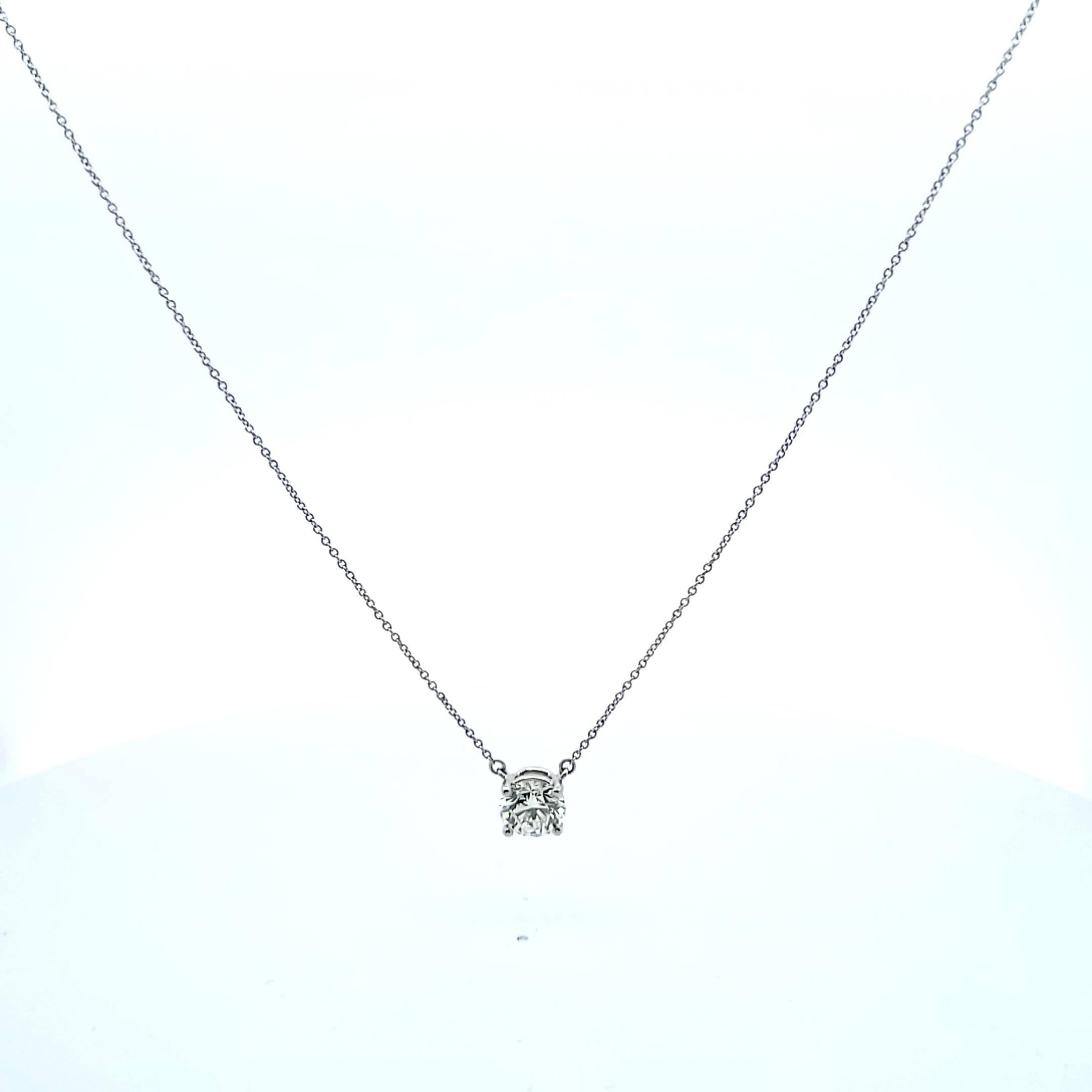 Tiffany and Co 2.08 Carat Round Brilliant Shape H-VS1 Diamond Platinum Pendant