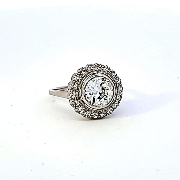 Vintage 2.22 Carat Round Brilliant F-IF Diamond Platinum Halo Ring