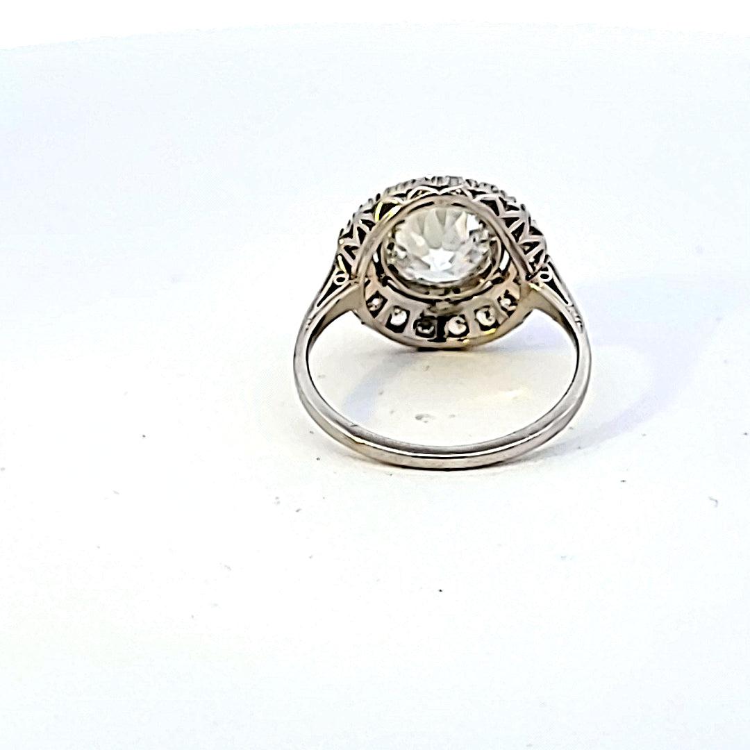Vintage 2.22 Carat Round Brilliant F-IF Diamond Platinum Halo Ring