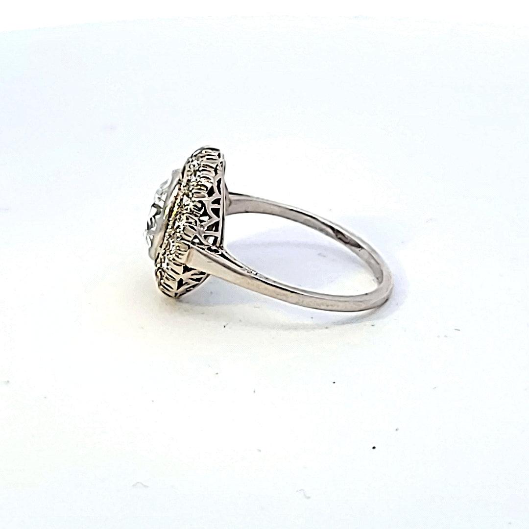 Vintage 2.22 Carat Round Brilliant F-IF Diamond Platinum Halo Ring