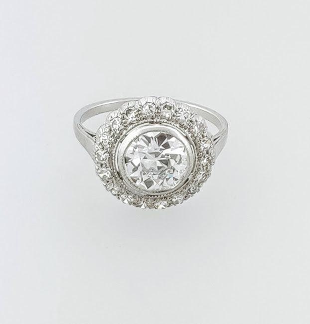Vintage 2.22 Carat Round Brilliant F-IF Diamond Platinum Halo Ring