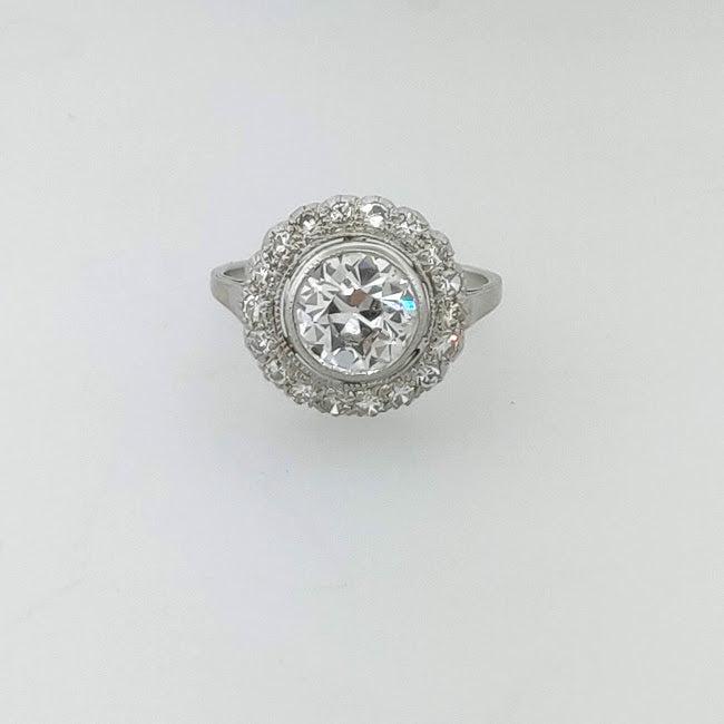 Vintage 2.22 Carat Round Brilliant F-IF Diamond Platinum Halo Ring