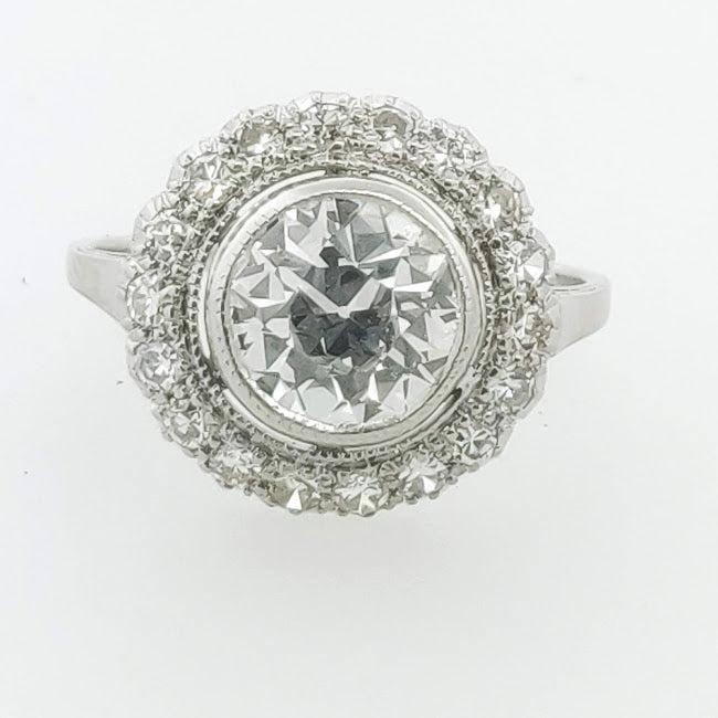 Vintage 2.22 Carat Round Brilliant F-IF Diamond Platinum Halo Ring