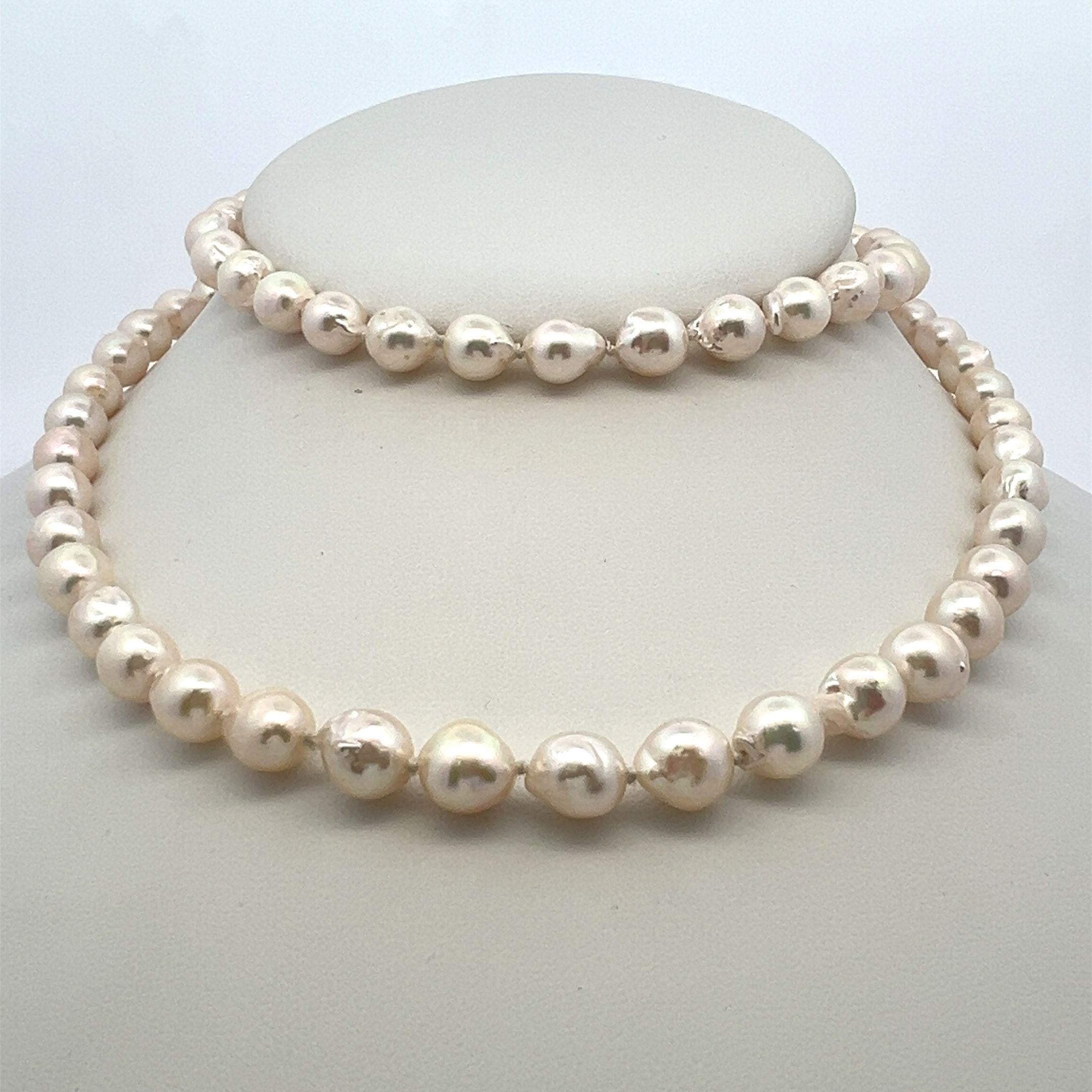 Vintage 7.5 to 8.00 mm Pearl 25 Inch Gold Necklace