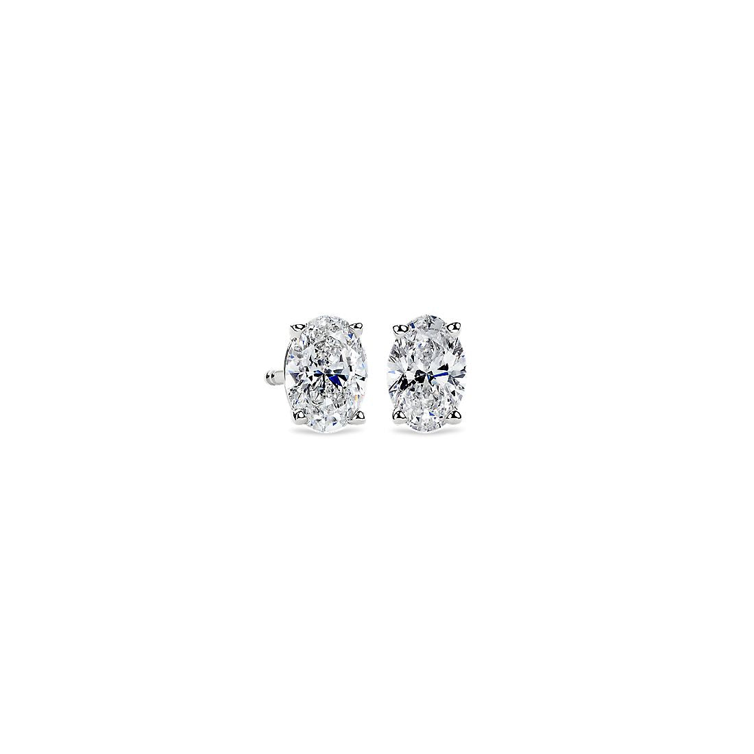 Lab-Grown 2 Carat Oval F-VS2 Diamond 18K White Gold Studs Earrings
