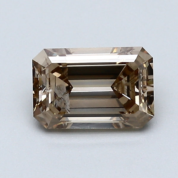 1.03 Carat Emerald Cut Diamond color Fancy Yellowish Brown Clarity N