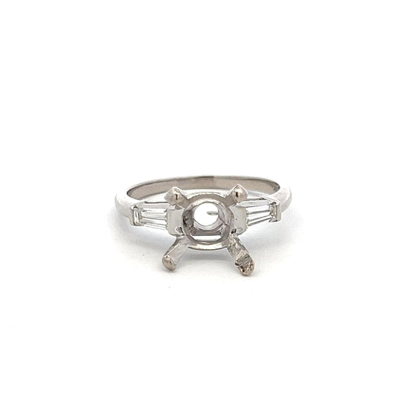 0.25 Carat Tapered Baguette Shape I VS Diamond Platinum Semi Mount Ring