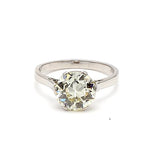 2.73 Carat Old European Cut Shape S-SI1 Diamond Platinum Engagement Ring