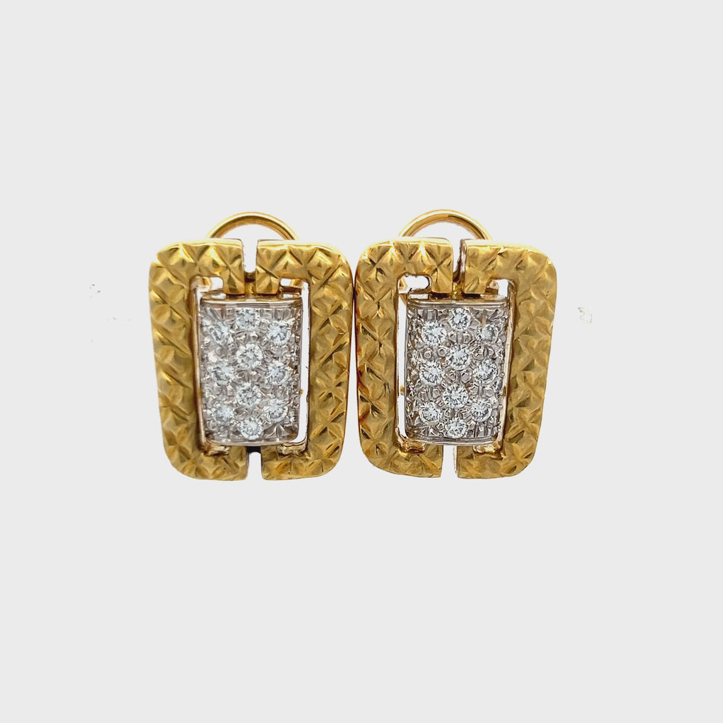 0.72 Carat Round Brilliant H SI1 Diamond 18 Karat Yellow Gold Clip On Earrings