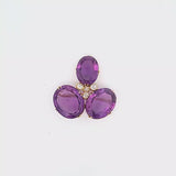 50.00 Carat Amethysts 1.00 Carat Round Brilliant Diamond 18K Yellow Gold Pin