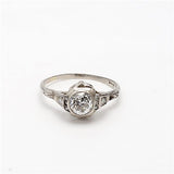 0.82 Carat Old European Cut G VS1 Diamond Platinum Art Deco Ring